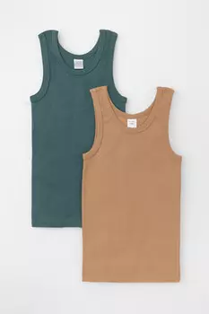 Комплект трикотажных маек для мальчика в упаковке 2 шт для мальчиков CROCKID, К 1182-2уп, цвет - коричневый