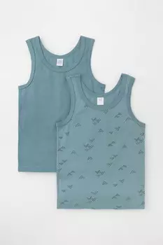 Комплект трикотажных маек для мальчика в упаковке 2 шт для мальчиков CROCKID, К 1190-2уп, цвет - синий