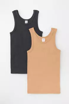 Комплект трикотажных маек для мальчика в упаковке 2 шт для мальчиков CROCKID, К 1182-2уп, цвет - темно-серый