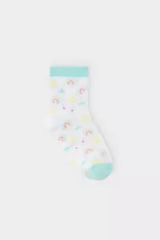 Короткие трикотажные носки для девочки для девочек CROCKID, К 9641/2 ФВ, цвет - белый