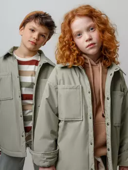 Куртка-рубашка для мальчика с утеплителем для мальчиков CROCKID, ВК 30151/1 ГР, цвет - зеленый