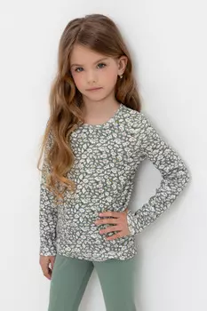 Лонгслив для девочки для девочек CROCKID, КР 302314, цвет - зеленый