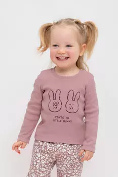 Лонгслив для девочки в рубчик для девочек CROCKID, КР 302310, цвет - розовый