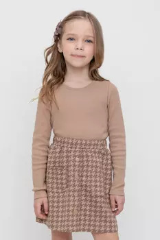 Лонгслив для девочки в рубчик для девочек CROCKID, КР 301911, цвет - бежевый