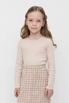 Лонгслив для девочки в рубчик для девочек CROCKID, КР 301911, цвет - бежевый