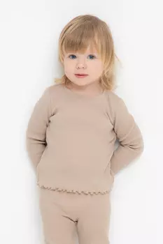 Лонгслив для девочки в рубчик для девочек CROCKID, КР 302550, цвет - бежевый