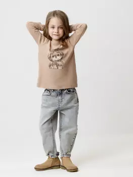 Лонгслив из эластичного трикотажа для девочки для девочек CROCKID, КР 302831, цвет - бежевый