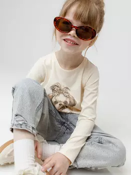 Лонгслив из эластичного трикотажа для девочки для девочек CROCKID, КР 302831, цвет - сахар