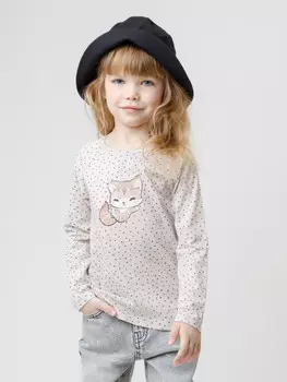Лонгслив из натурального хлопка для девочки для девочек CROCKID, КР 302855, цвет - бежевый