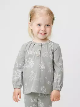 Лонгслив из натурального хлопка для девочки для девочек CROCKID, КР 302060, цвет - зеленый