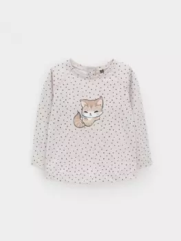 Лонгслив из натурального хлопка для девочки для девочек CROCKID, КР 302855, цвет - бежевый