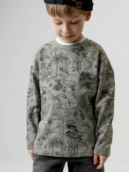 Лонгслив из натурального хлопка для мальчика для мальчиков CROCKID, КР 302273, цвет - хаки