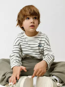 Лонгслив из натурального хлопка для мальчика для мальчиков CROCKID, КР 302783, цвет - сахар