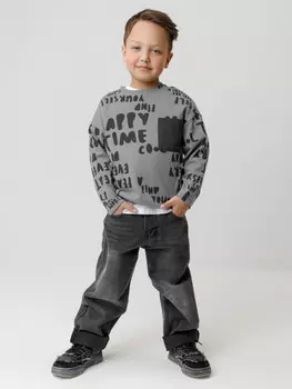 Лонгслив из натурального хлопка для мальчика для мальчиков CROCKID, КР 302846, цвет - темно-серый