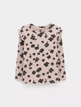 Лонгслив в рубчик для девочки для девочек CROCKID, КР 302861, цвет - бежевый