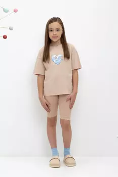 Лосины для девочки в рубчик для девочек CROCKID, КР 400556, цвет - бежевый
