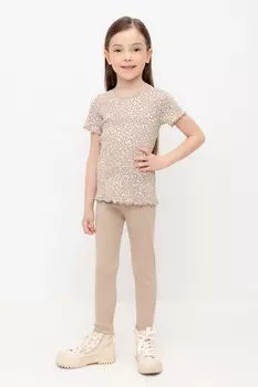 Лосины для девочки в рубчик для девочек CROCKID, КР 400085, цвет - бежевый