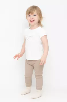 Лосины для девочки в рубчик для девочек CROCKID, КР 400597, цвет - бежевый