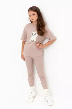 Лосины для девочки в рубчик для девочек CROCKID, КР 400085, цвет - кофейный