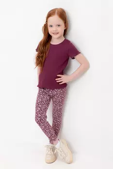 Лосины для девочки в рубчик для девочек CROCKID, КР 400517, цвет - бордовый