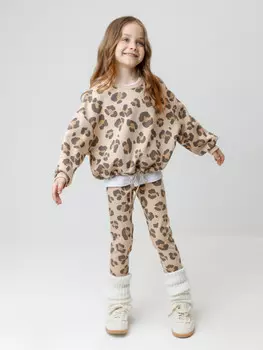 Лосины из эластичного трикотажа для девочки для девочек CROCKID, КР 4074, цвет - бежевый