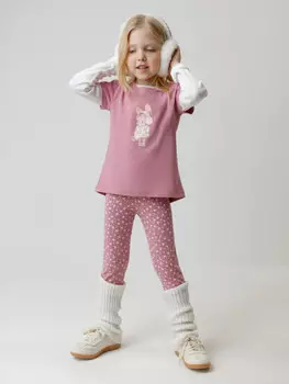 Лосины из гладкого эластичного трикотажа для девочки для девочек CROCKID, КР 4074, цвет - розовый