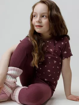Лосины в рубчик для девочки для девочек CROCKID, КР 400873, цвет - бордовый