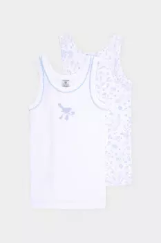 Майка для девочки для девочек CROCKID, К 1181-2уп, цвет - белый