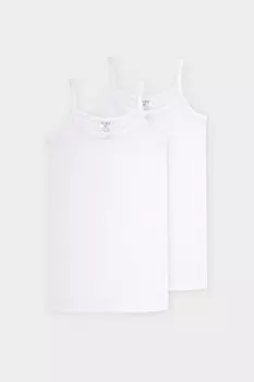 Майка для девочки в упаковке 2 шт для девочек CROCKID, К 1195-2уп, цвет - белый