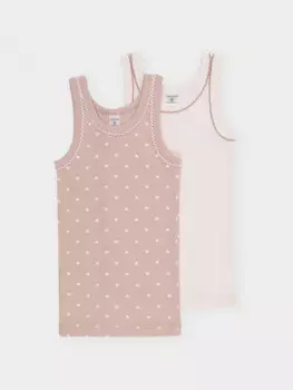 Майка для девочки в упаковке 2 шт для девочек CROCKID, К 1181-2уп, цвет - светло-бежевый