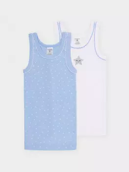 Майка для девочки в упаковке 2 шт для девочек CROCKID, К 1181-2уп, цвет - белый