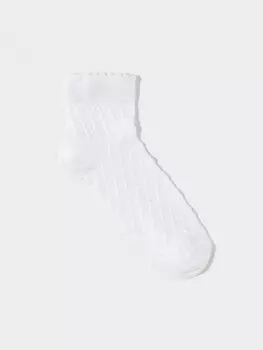 Носки короткие ажурные для девочки для девочек CROCKID, К 9689/1 АТ, цвет - белый