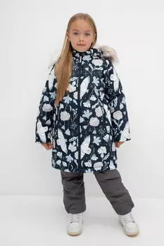 Пальто для девочек CROCKID, ВК 38087/н/3 УЗГ, цвет - темно-синий