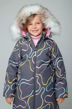 Пальто для девочек CROCKID, ВК 38088/н/2 ГР, цвет - темно-серый