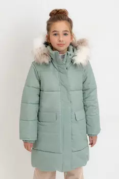 Пальто для девочек CROCKID, ВК 38094/8 УЗГ, цвет - зеленый