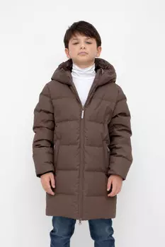 Пальто для мальчика с натуральным гипоаллергенным утеплителем для мальчиков CROCKID, ВК 34071/1 УЗГ, цвет - коричневый
