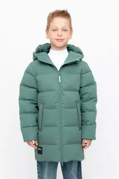 Пальто для мальчика с натуральным гипоаллергенным утеплителем для мальчиков CROCKID, ВК 34070/5 УЗГ (122-158), цвет - зеленый