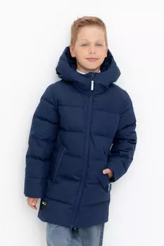 Пальто для мальчика с натуральным гипоаллергенным утеплителем для мальчиков CROCKID, ВК 34070/3 УЗГ (122-158), цвет - синий