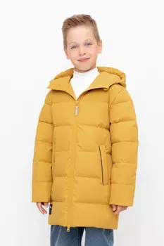 Пальто для мальчика с натуральным гипоаллергенным утеплителем для мальчиков CROCKID, ВК 34070/4 УЗГ (122-158), цвет - желтый