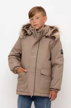 Пальто для мальчика с утеплителем нового поколения для мальчиков CROCKID, ВК 36096/3 УЗГ (122-158), цвет - коричневый