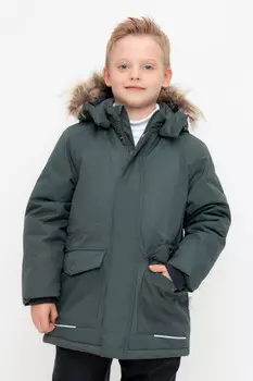 Пальто для мальчика с утеплителем нового поколения для мальчиков CROCKID, ВК 36092/1 ГР, цвет - зеленый