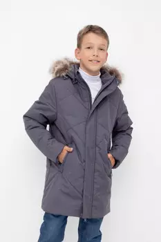 Пальто для мальчика с утеплителем нового поколения для мальчиков CROCKID, ВК 36098/2 ГР, цвет - темно-серый