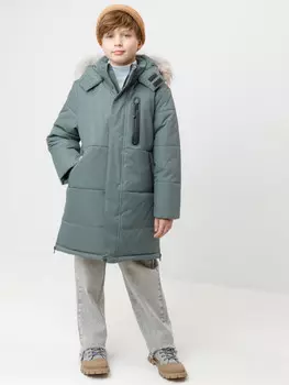 Пальто зимнее для мальчика с утеплителем нового поколения для мальчиков CROCKID, ВК 36110/2 ГР, цвет - зеленый