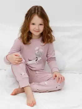 Пижама для девочек CROCKID, К 1541, цвет - розовый