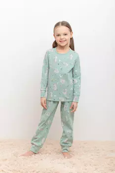 Пижама для девочек CROCKID, К 1552, цвет - зеленый