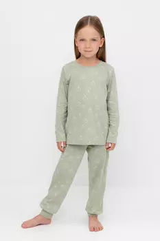 Пижама для девочек CROCKID, К 1561, цвет - хаки