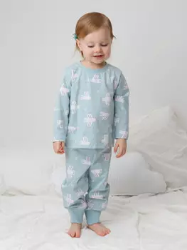 Пижама для девочек CROCKID, К 1561, цвет - голубой