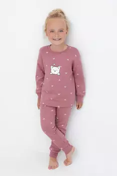 Пижама для девочек CROCKID, К 1581, цвет - бордовый