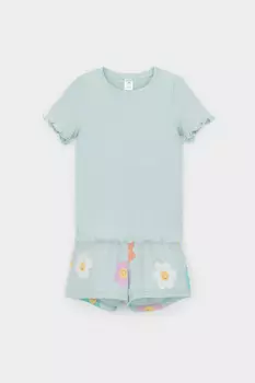 Пижама для девочек CROCKID, К 1596, цвет - светло-голубой