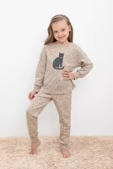 Пижама для девочек CROCKID, К 1598, цвет - бежевый